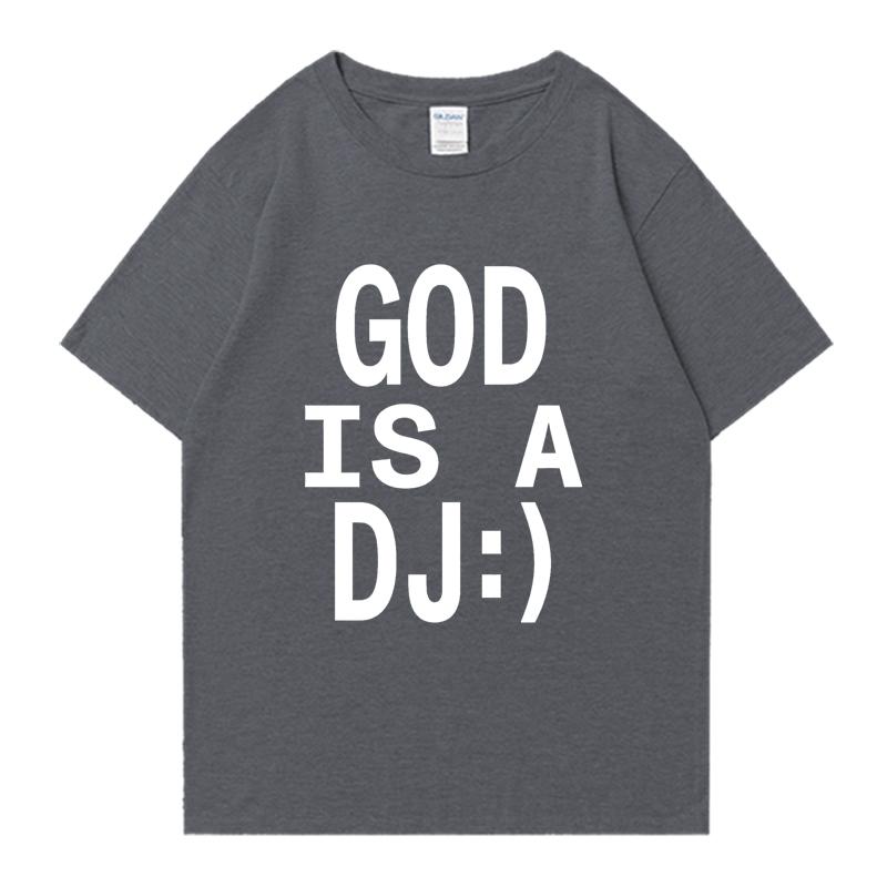 God Is A DJ Print Summer Oversized T-shirt Crew Neck Men Women Short Sleeve 100% Cotton T-shirts Crew Neck Oversized Unisex Tops