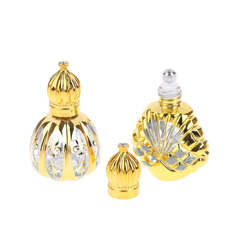 13Ml Roll On Bottle Glass Mini Essential Oil Container Portable Cosmetic Vials Blending Perfume Bottle Gold Empty Roll-On Bottle