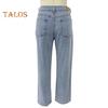 Широкие джинсы для женщин, эластичные джинсовые брюки с высокой талией и карманами, повседневные прямые джинсовые брюки