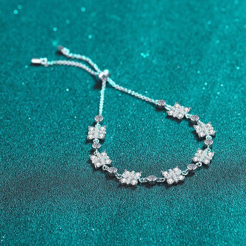 Женский браслет из стерлингового серебра 925 пробы с муассанитом, регулируемые ручные украшения с покрытием из золота Pt950