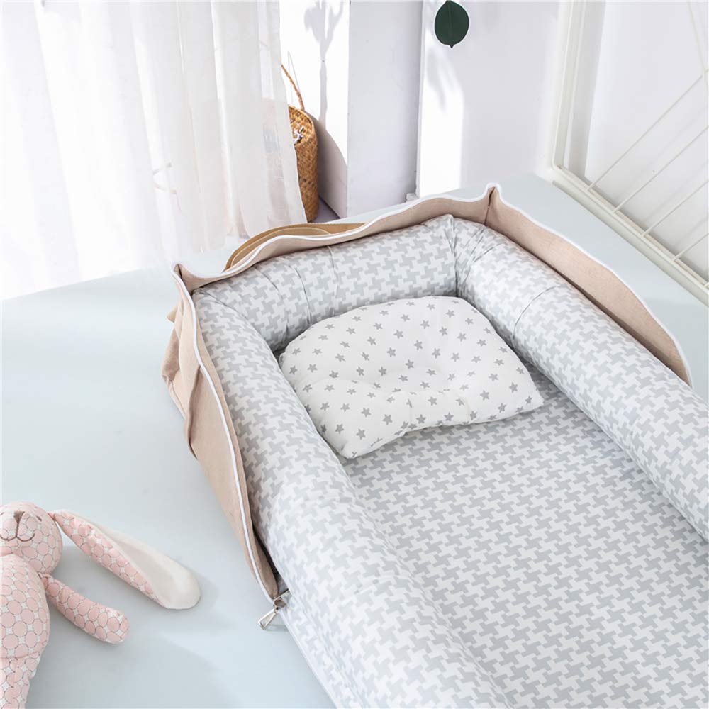 Кроватка Luddy для новорожденных с подушкой, складная переносная кроватка, переносной подарок для ребенка, дышащая, моющаяся, месяцы, серая, кровать-в-кровати, для совместного сна 0-24 854512 см