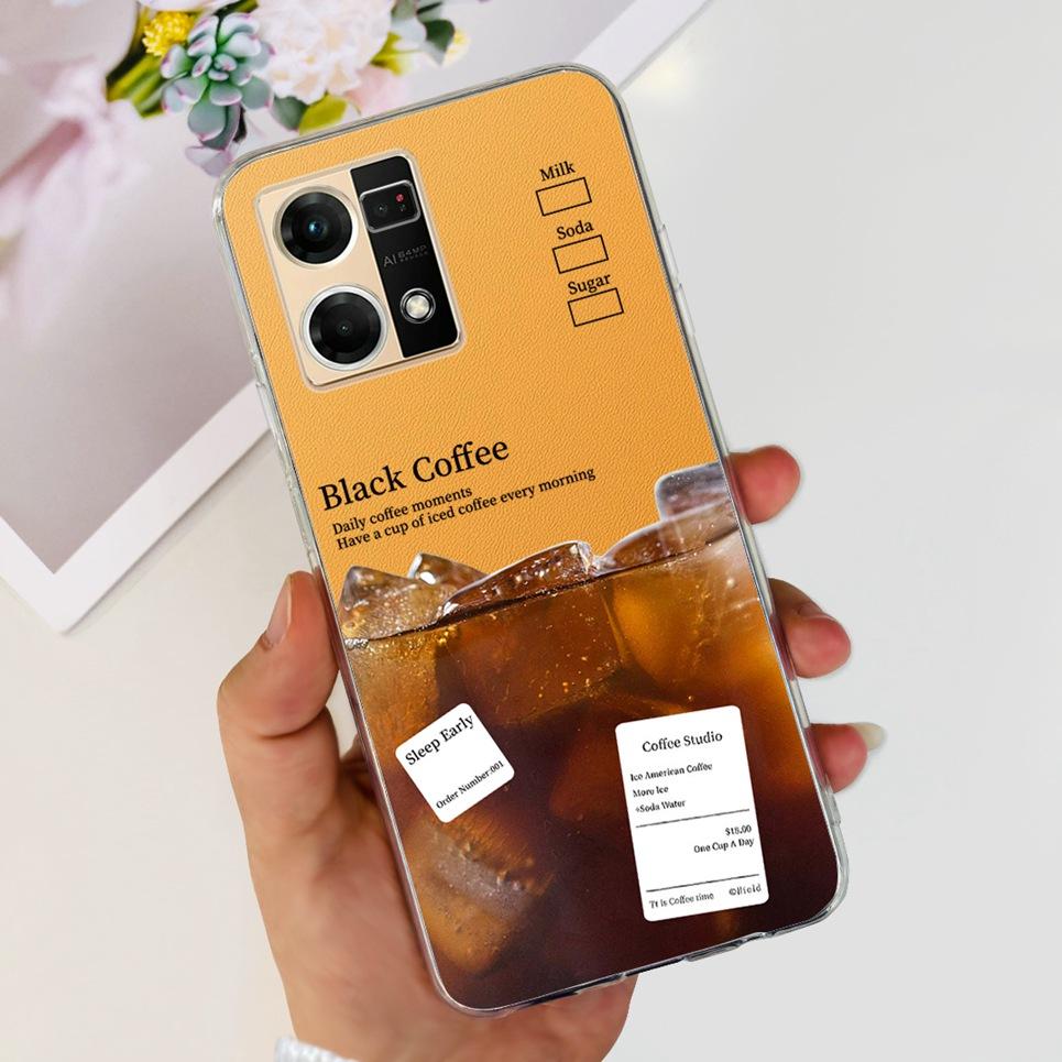 Для Oppo Reno7 4G Чехол CPH2363 Милый Кот Динозавр Цветок Мягкий Прозрачный силикон Защитный Задняя крышка Для Oppo Reno 7 Чехол для телефона Capa