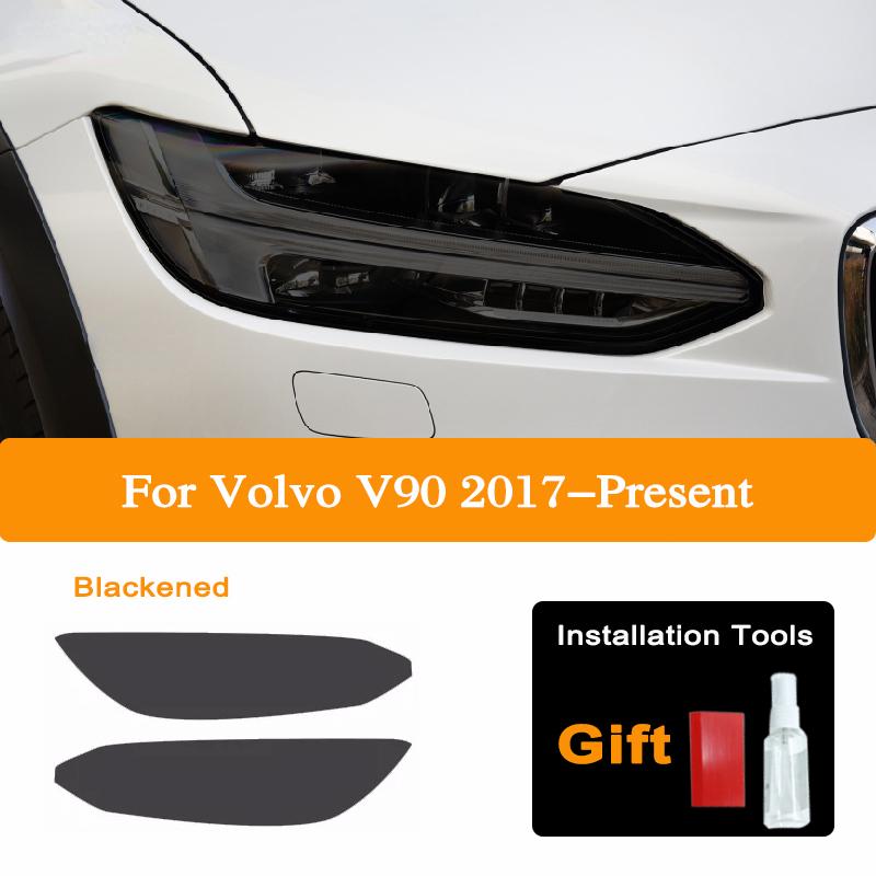 1 пара для Volvo S60 S90 V60 V90 XC60 XC90 защитная тонировочная пленка для автомобильных фар дымчато-черная наклейка на передний фонарь из термополиуретана, автомобильные аксессуары