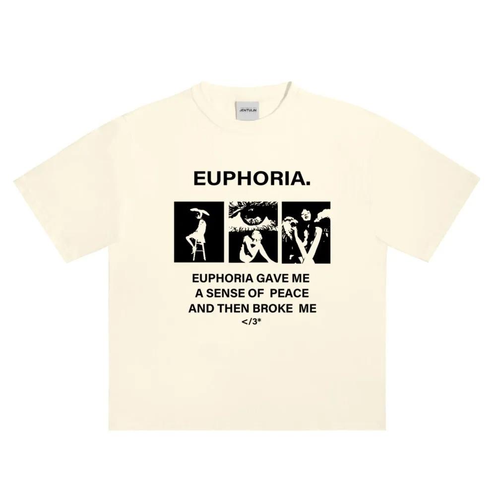 Oversize Streetwear Unisexs Clothing Euphoria Graphic Print Tshirt Cotton Hip Hop Korean Short Sleeve Top Unisex Goth