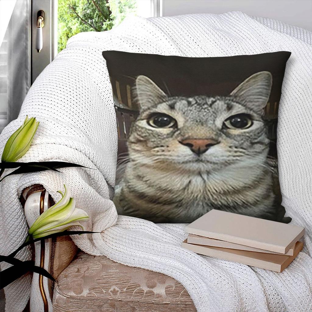 Cat Looking Directly At You Square Pillowcase Pillow Cover Polyester Cushion Zip Decorative Comfort Throw Pillow for Home Car