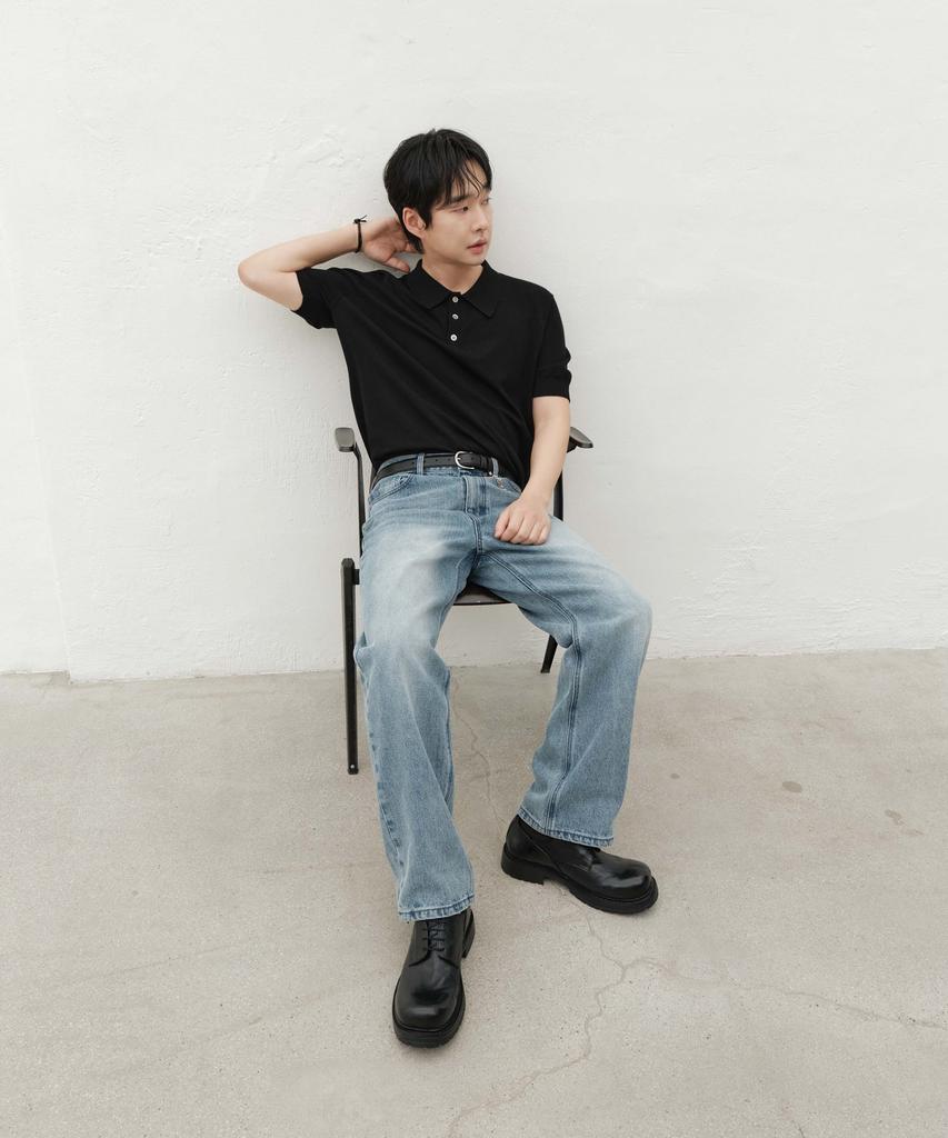 MINAV Wide Straight Denim Pants [Mid Blue]