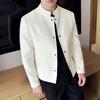 Autumn Winter Chinese Style Blazer Men Fashion Stand Collar Slim Fit Suit Jacket