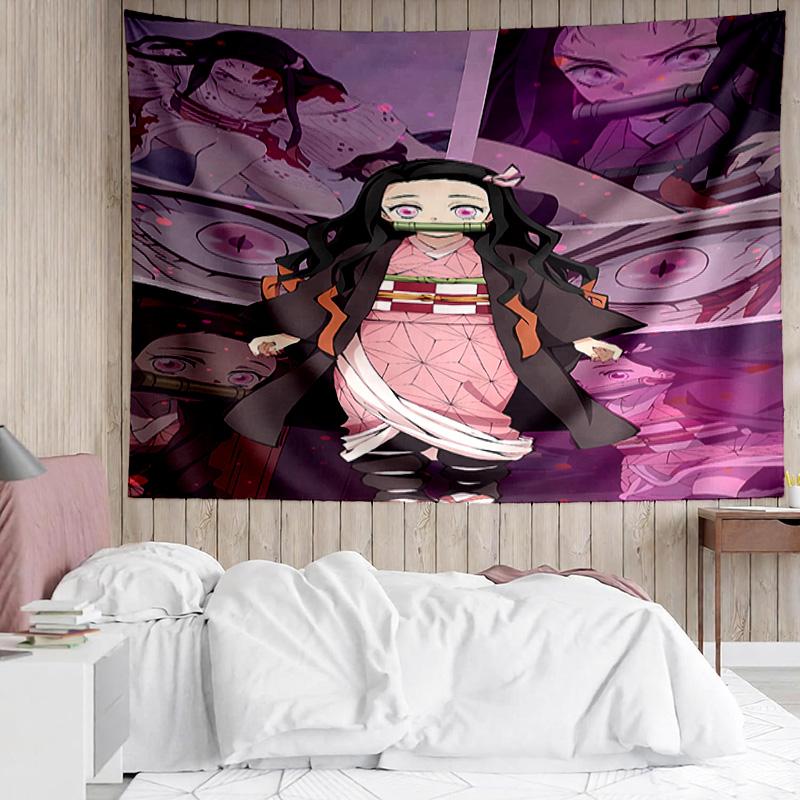 Demon Slayer characters1 Tapestry for Bedroom Aesthetic Classroom Tapestries Wall Hanging for Living Room Dorm Office,Ideal Creative Gift