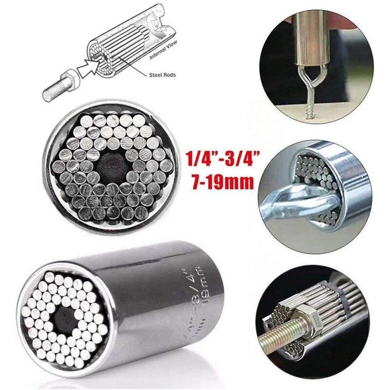 7-19mm Public Weed 3/8 Hex Handle Connector 1/4-3/4 Ratchet Cover Cylinder Head High Carbon Steel Surface Treatment Socket