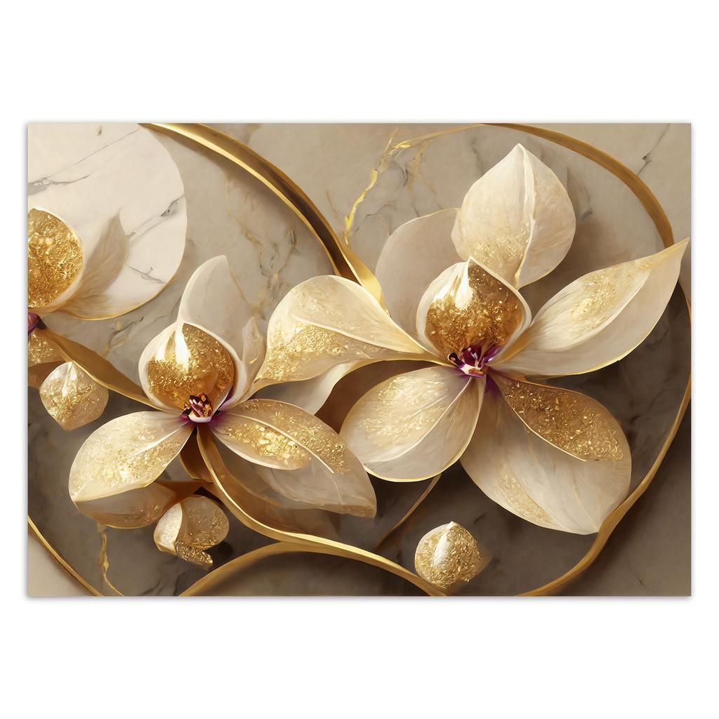 Wallpaper Flowers Glamour Gold
