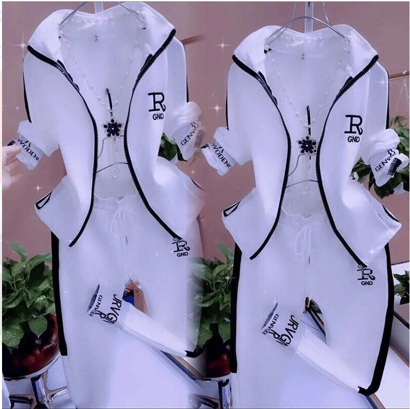 Весенне-осенний женский костюм с длинными рукавами, свитер и шаровары в стиле хип-хоп, спортивный костюм из двух частей