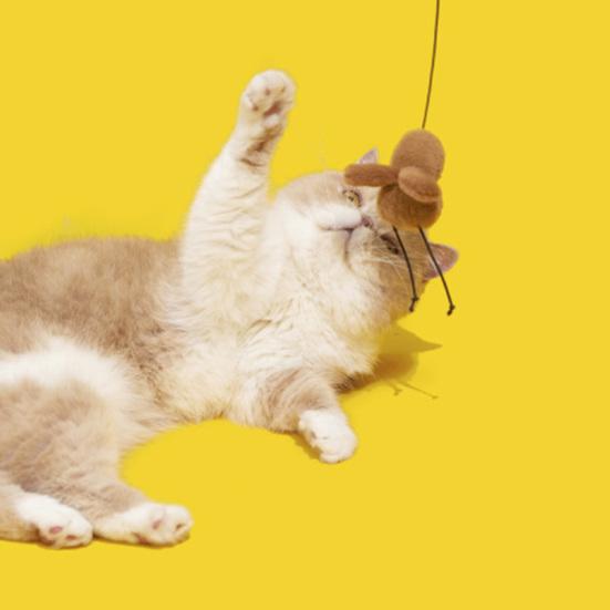 Plush Cockroach Cat Teaser Wand Interactive Fluffy Roach Teasing Stick with Catnip And Crinkle Paper for Indoor Kittens And Adult Cats