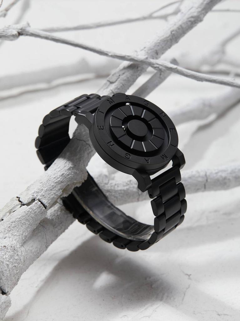 Магнитный кварцевый магнитный шарик 40MM нержавеющая сталь черный [EUTOUR] часы, мужские часы, крутые, простые, повседневные, часы, дизайн, водонепроницаемые, циферблат, ремешок,