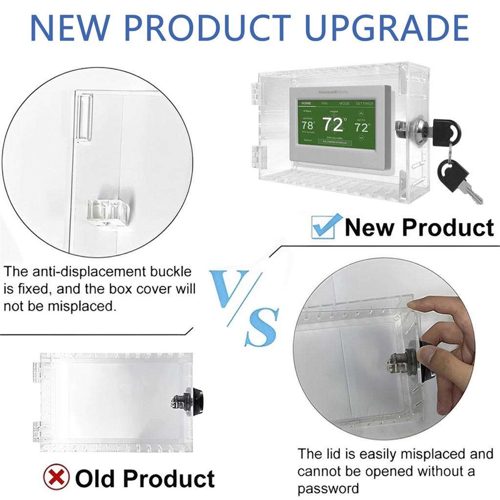 Clear Acrylic Thermostat Cover Large Thermostat Guard Wall Mounted Universal Thermostat Lock Box with Lock Key Home Dropshipping