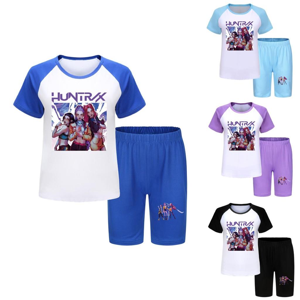 Kpop Demon Hunters Children Summer Shorts And T Shirt Set With Cotton Fabric For Active Kids