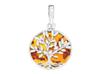 Silver Owl Pendant with Amber Cubic Zirconia Oxidized Bird Pendant