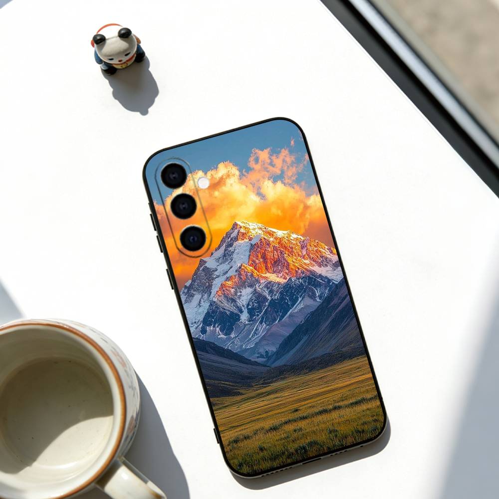 Белоснежные пейзажи Чехол для телефона Черный силикон Мягкий Для Samsung Galaxy A73,A72,A71,A70,A53,A52,A51