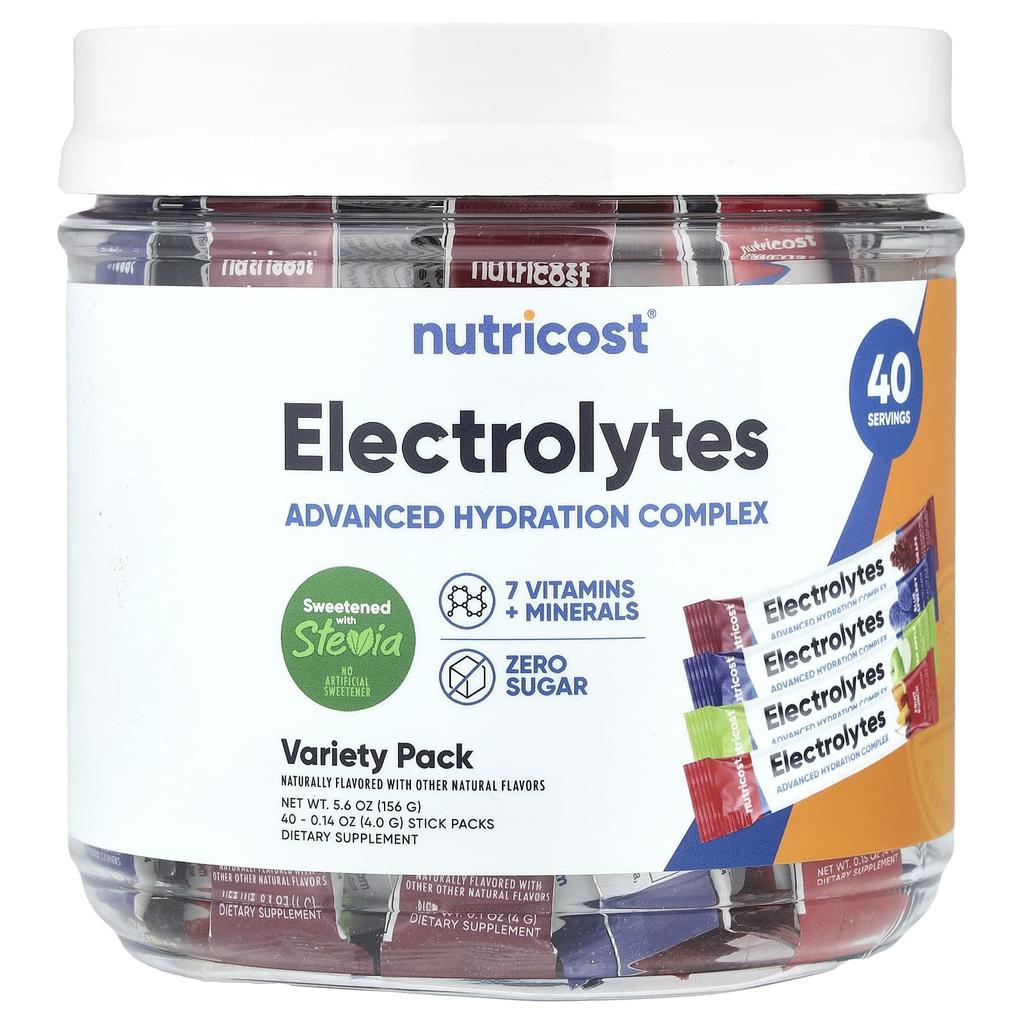 Electrolyte, Advanced Hydration Complex, Variety Pack, 40 Stick Packs, 4G (0.14Oz) Each
