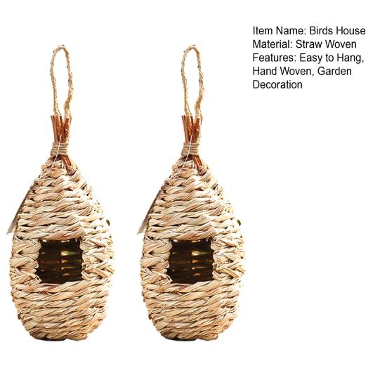 2 шт. наружный подвесной домик для птиц-колибри из натуральной травы, хижина для открытого сада, ручная работа