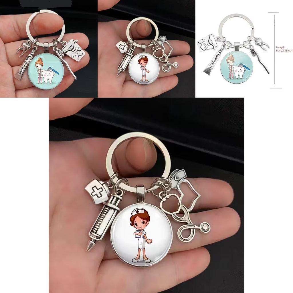 Брелок Медсестры Стоматологической Помощи С Медицинским Шприцем И Стетоскопом Для Подарка И Празднования