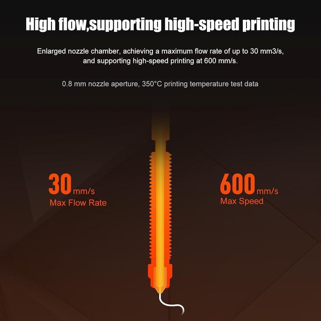 For Creality Hi/K2/K2 Pro/K2 Plus High-Flow Nozzles,Quick Change (0.2/0.4/0.6/0.8mm) High-Flow Steel-Tip Copper Nozzles&Titanium