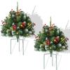 Lighted Artificial Christmas Urn Filler Battery Operated Pre-lit Xmas Pine Tree with Tripod Stake And 50 LED Light Outdoor Planter Filler