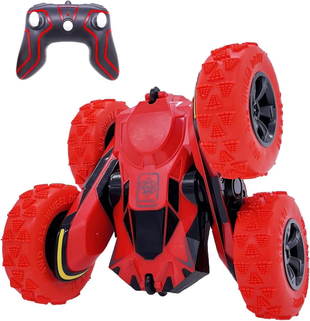 Threeking RC Stunt Cars Remote Control Car Double-Sided Driving 360-degree Flips Rotating Car Toy, Green