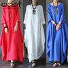 Women Long Loose Summer Casual Dress Linen Cotton Plus Size