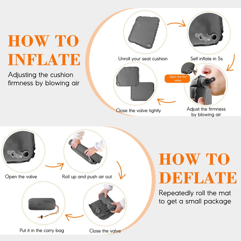 Portable Inflatable Camping Seat Cushion PVC Camping Pad Mattress Dampproof Outdoor Hiking Adventures Activity Mat
