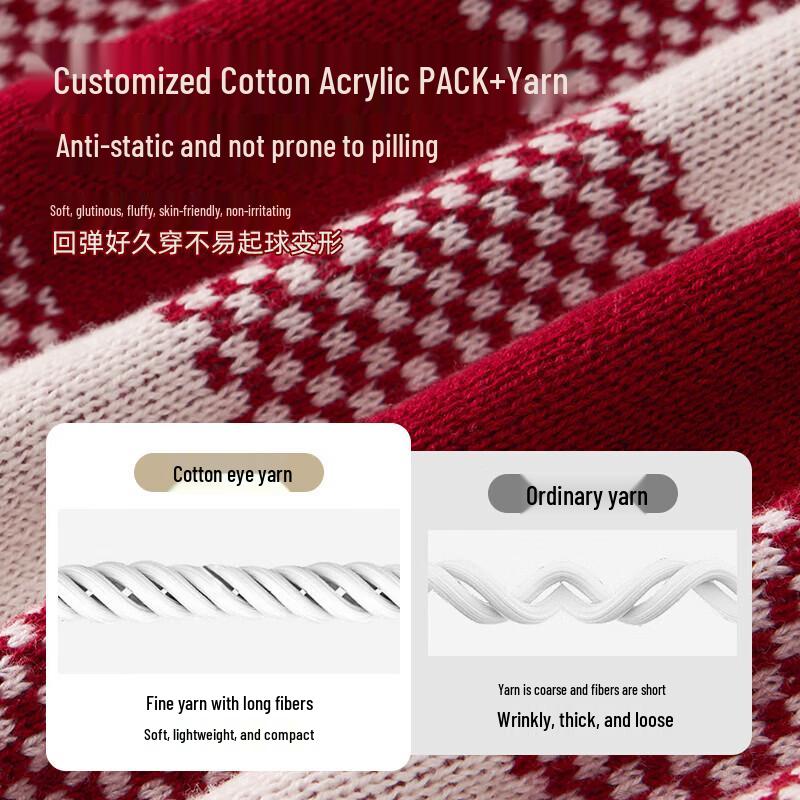Девочковый ретро-свитер в красную клетку с декором в виде сердца и помпона