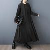 Платья с длинным рукавом черные винтажные новые для женщин повседневные свободные весенне-осенние платья-рубашки