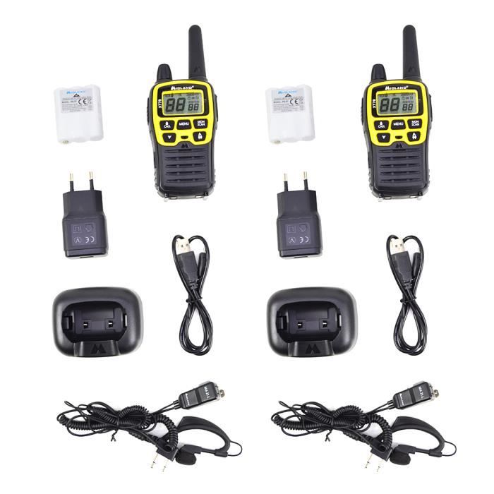 Talkie-walkie - MIDLAND - C1180.01 - Noir et Jaune - Rechargeable - 69 canaux LPD