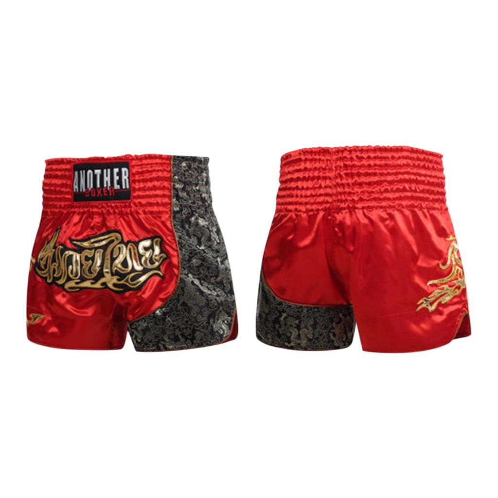Adult And Child Muay Thai Training Boxing Shorts Leather Covered Embroidered Shorts