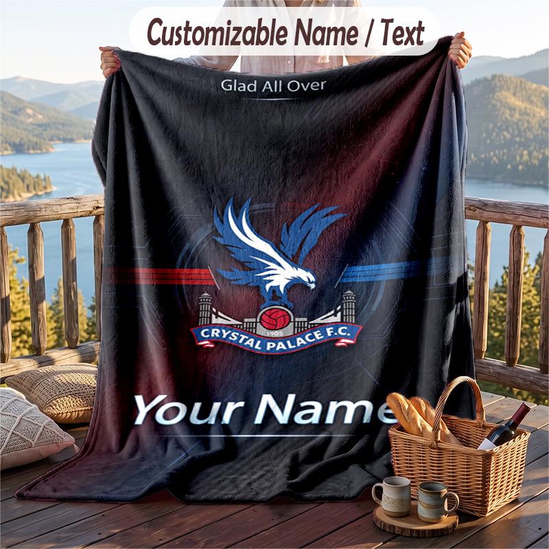 Flannel Blanket Crystal Palace Print Custom Name Text Soft Throw for Sofa Bed