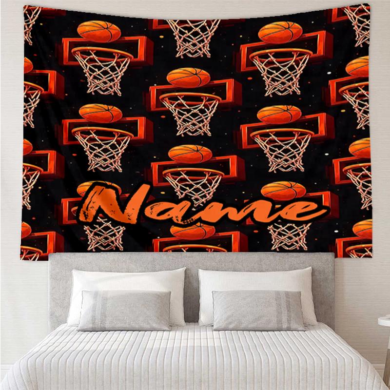 Custom Name basketball Print Tapestry, Backdrop, Easy Setup, Ideal for Bedroom, Office & Living Room, with Aesthetic Wall Hanging Decor.