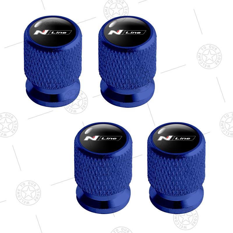 4pcs N Line Logo Car Wheel Tire Valve Caps Air Stem Aluminum Accessories For Hyundai Tuscani I30 Elantra Santa Fe Sonata Tucson KK5