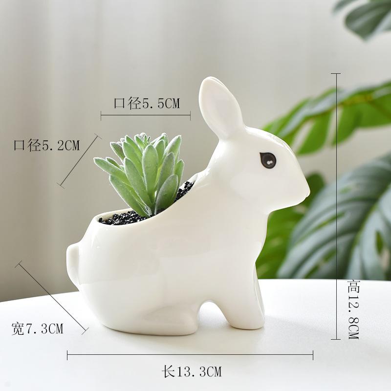 Creative Cute Flower Pots White Porcelain Pots Rabbit Flower Pots Succulent Pots Plant Pot Hanging Planter Home Decoration