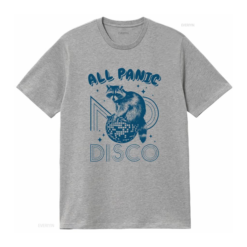 Retro Vintage Funny Cat Disco Ball All Panic Print Casual T Shirt vintage Washed Breathable Slightly Soft streetwear homme
