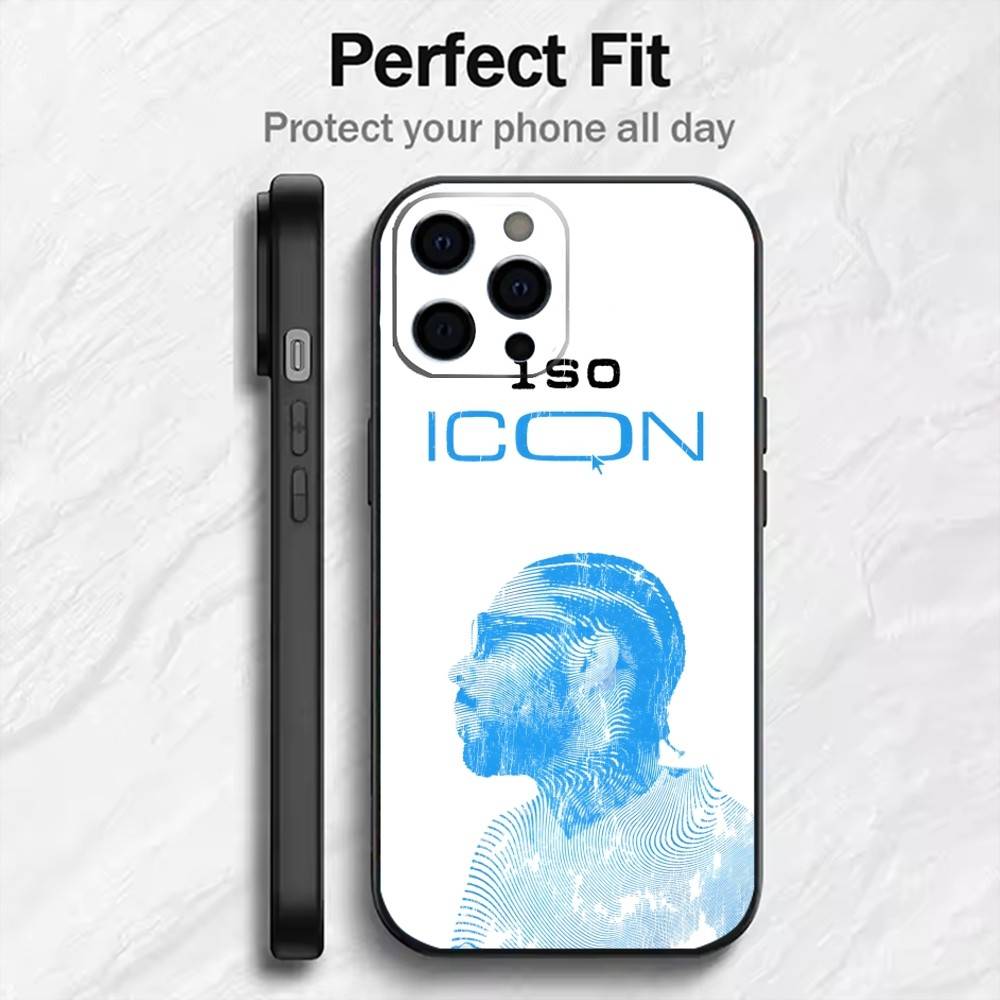 B-Brent Faiyaz-z Icon Phone Case For iPhone17,16,15,14,13,12 Plus,Max Soft Silicone Black Cover