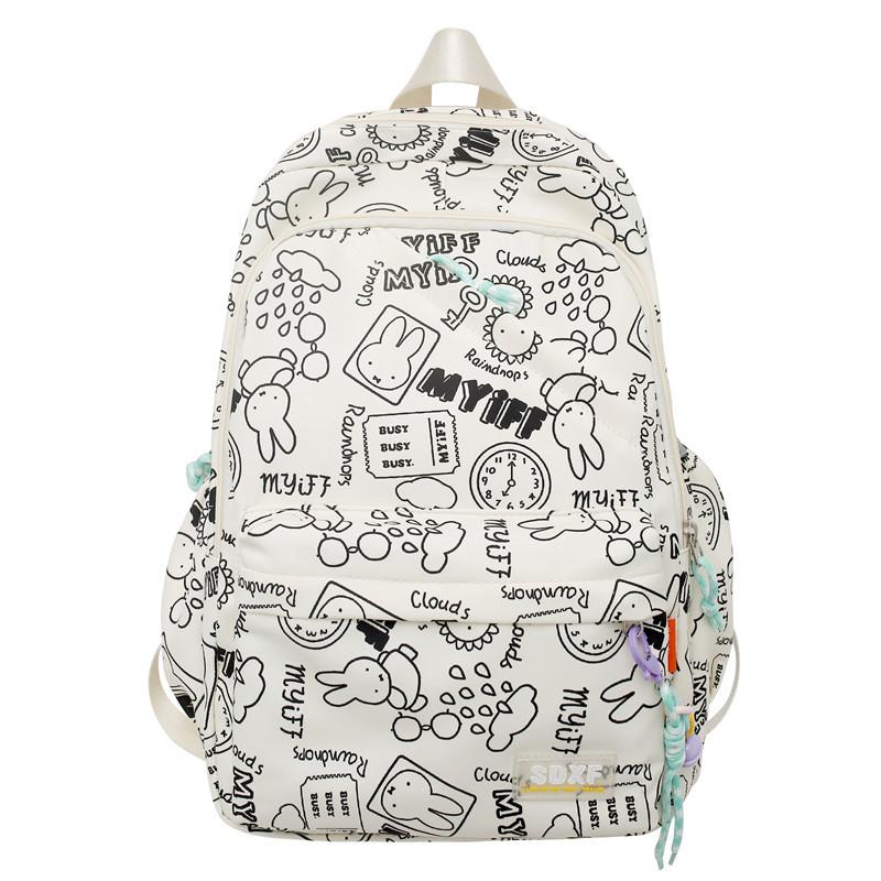 New Cute Doodle Street Boys Girls Backpack College Bag Outdoor Casual Fashion Sports Rucksack Men Women