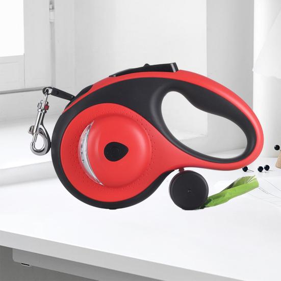 Выдвижной поводок для собак со светодиодной подсветкой, прочный поводок для прогулок с питомцем и какашками