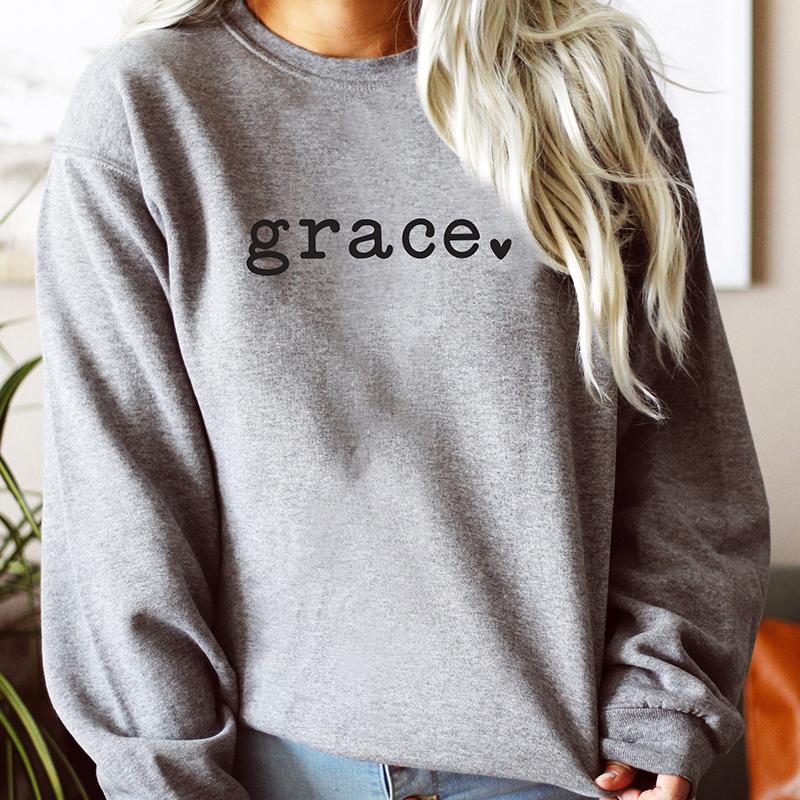 Свитшот Grace Love Heart Religious для женщин с длинным рукавом, уличная одежда, христианские толстовки с капюшоном и библейским мотивом, женский топ