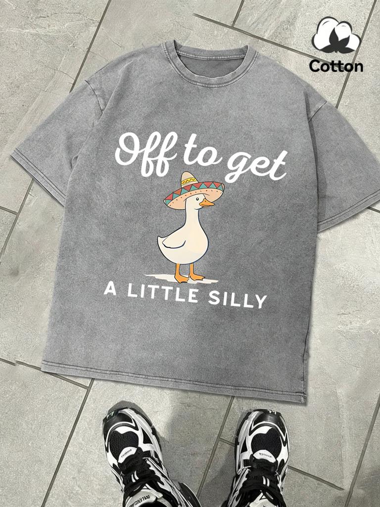 Off To Get A Little Silly Design Washed T Shirt Male Summer ONeck Clothes Soft Cotton Short Sleeve Casual Loose Basics TShirts