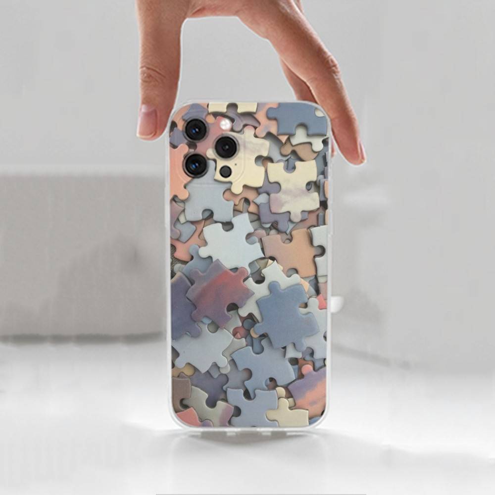 Арт Интересный Пазл Чехол Для iPhone 17,11,12,13,16,14,15,Pro,Max,Plus,X,XS,XR,SE,Mini Прозрачный Мягкий Силикон