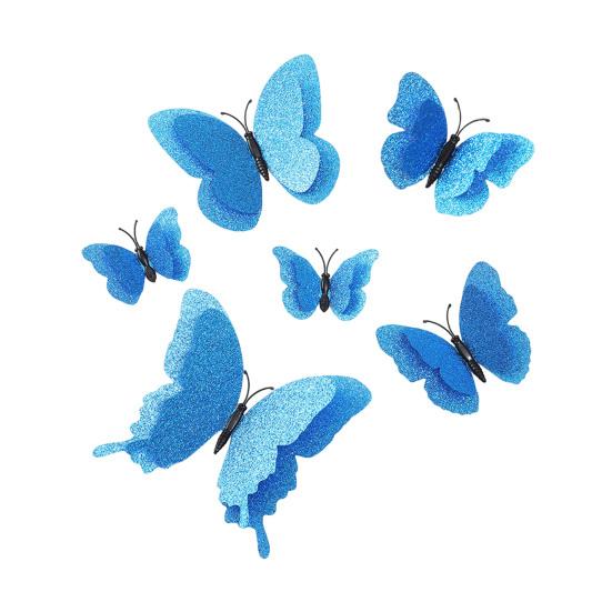 6 Pcs 3D Glitter Butterfly Wall Decor Double Layer Wing Butterfly
