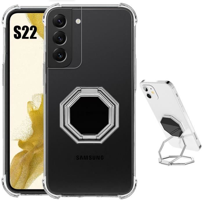 Case - BOOLING - for Samsung Galaxy S22 - Transparent Silicone - Shockproof - Adjustable Stand