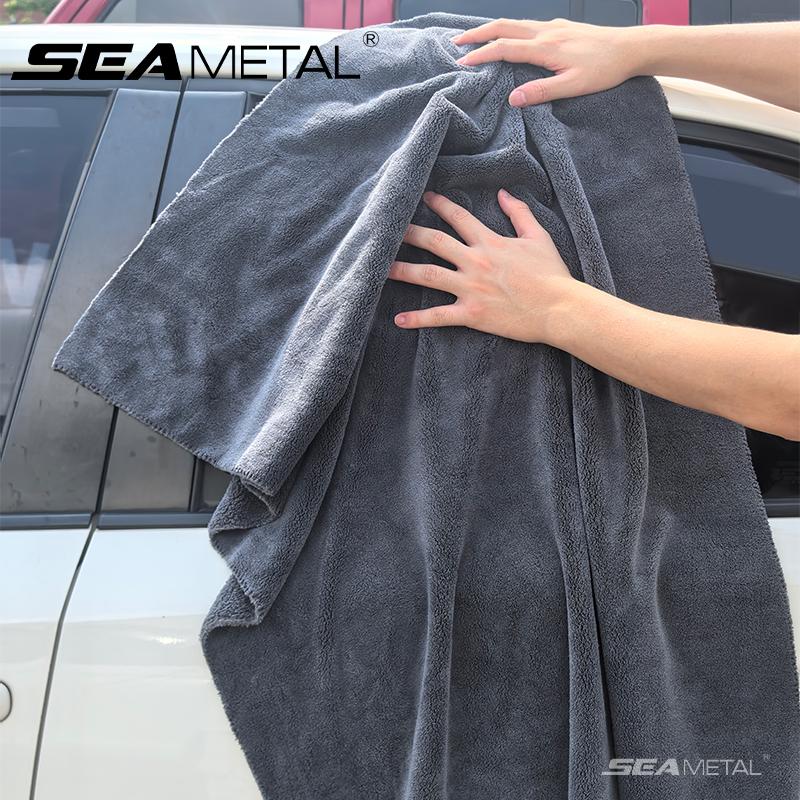 SEAMETAL serviette de nettoyage de voiture en microfibre 500GSM chiffon de séchage à Super Absorption épaissi Ultra-doux