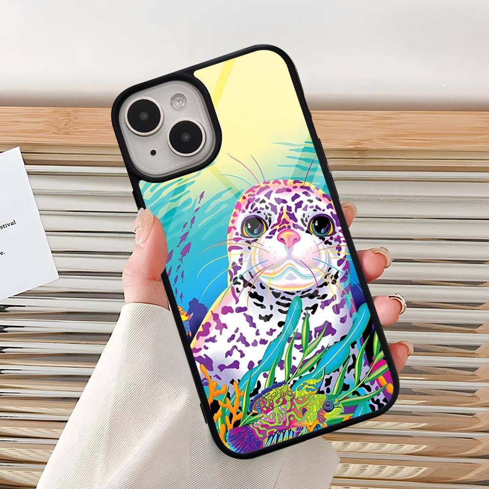 Lisa Frank Tiger Horse Dog Cat Phone Case For Iphone 16 Pro 15 Pro Max 14 12 11 13 Mini 8 7 Plus X Xs XR PC+TPU Design Cover