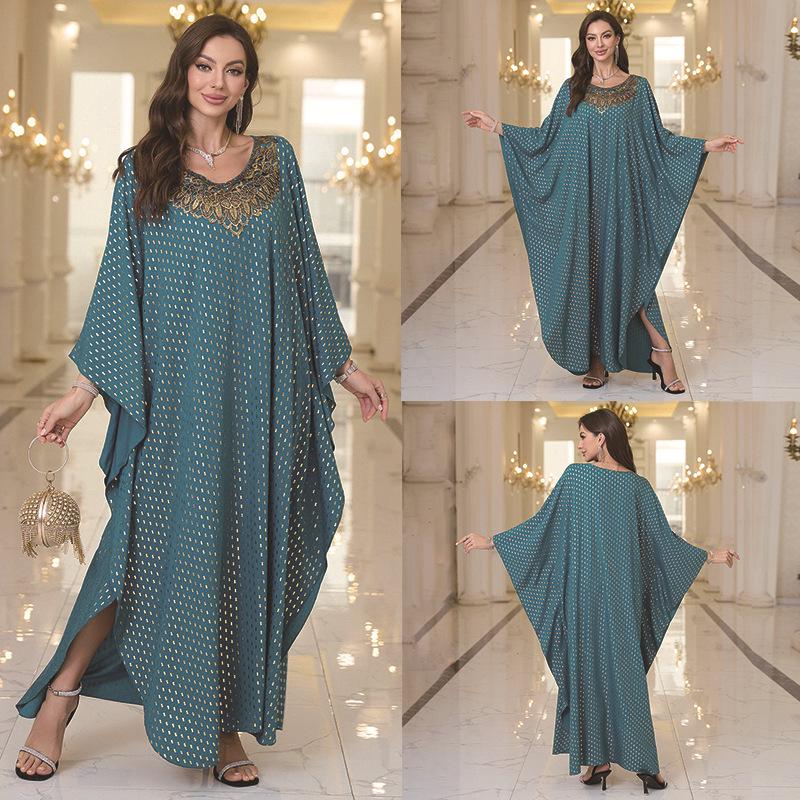 2025 European & American Cotton Embroidered Beach Cover-up Robe Style Dress