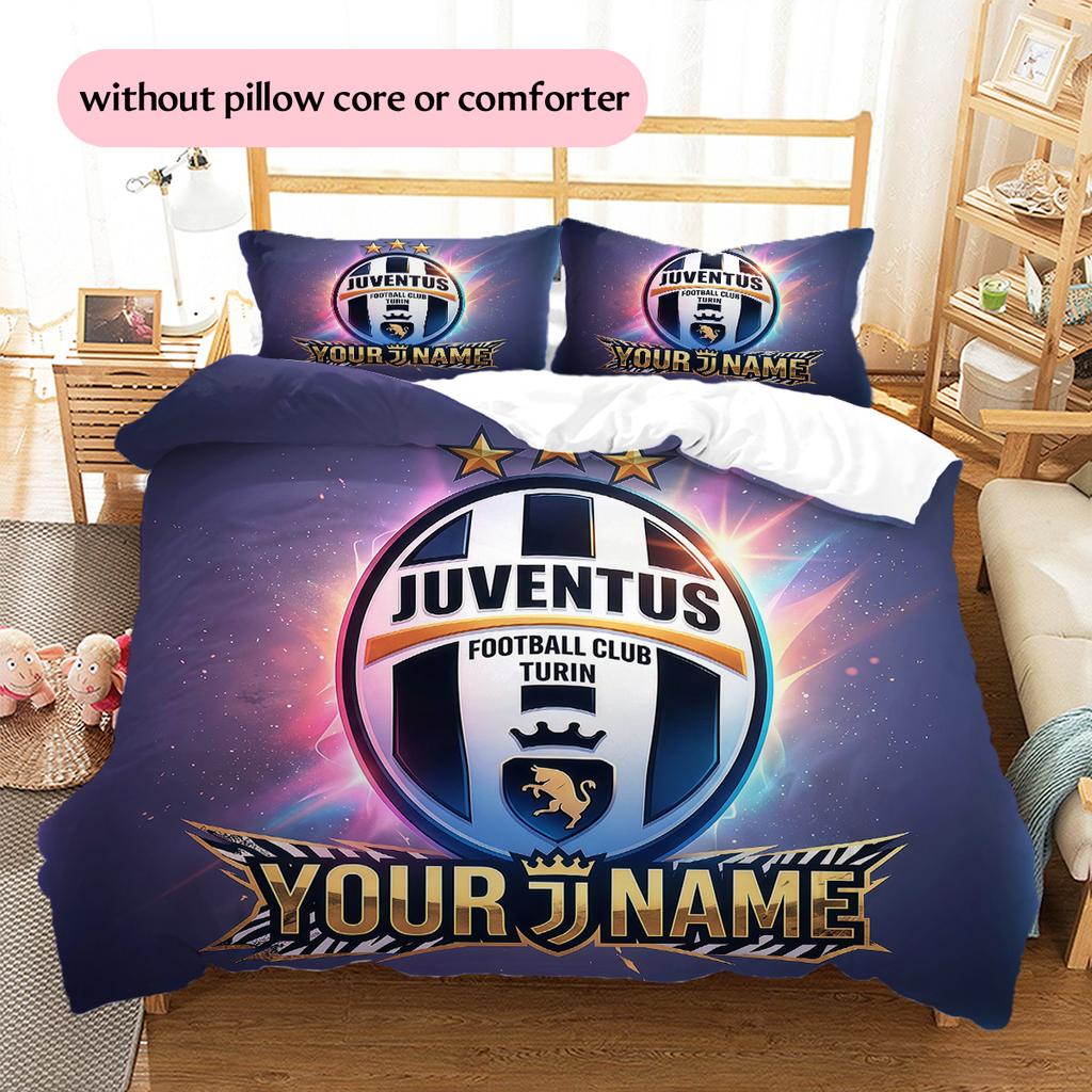 Custom Name Juventus Pattern Bedding Quilt Set Home Decoration Gift (1 * duvet cover + 2 * pillowcase without core)